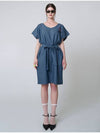 Cozy Belted Short Dress Indigo Blue - ATHPLATFORM - BALAAN 2