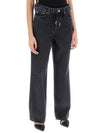 Drawstring Straight Jeans Black - GANNI - BALAAN 3