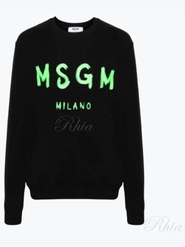 Logo Print Crew Neck Sweatshirt Black - MSGM - BALAAN 2