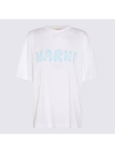 Logo Lettering Boxy Fit Short Sleeve T-Shirt White - MARNI - BALAAN 1