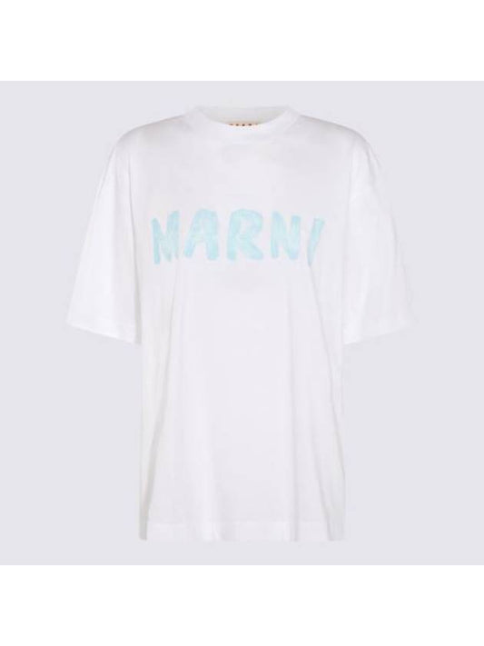 Logo Lettering Boxy Fit Short Sleeve T-Shirt White - MARNI - BALAAN 1