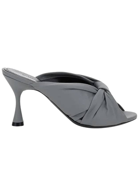 Women's Drapy Leather Sandals Heel Gray - BALENCIAGA - BALAAN 1