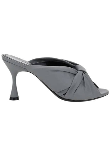 Drapy Leather Mule Heel Grey - BALENCIAGA - BALAAN 1