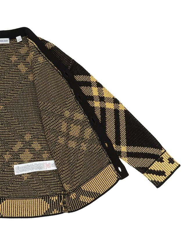 Kids Check Mesh Cotton Cardigan Yellow Black - BURBERRY - BALAAN 5