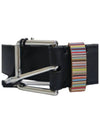 Signature Striped Leather Belt Black - PAUL SMITH - BALAAN 3