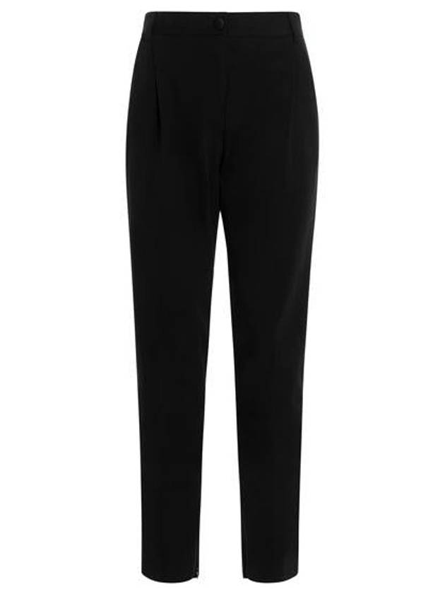 Women's Satin Effect Straight Pants Black - DOLCE&GABBANA - BALAAN 2