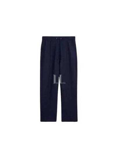 Elastic Waist Viscose Wool Straight Pants Navy - AMI - BALAAN 2