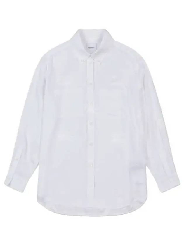 Silk jacquard oversized shirt optic white - BURBERRY - BALAAN 1