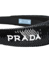 Logo Sequin Hair Band Black - PRADA - 7