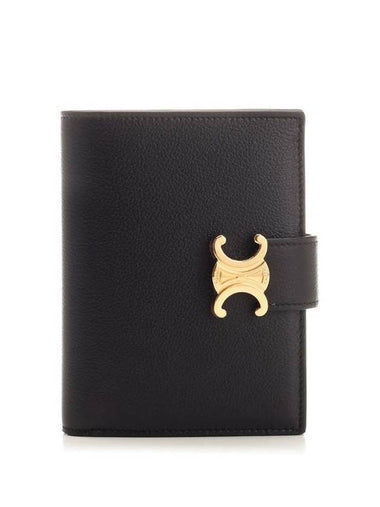 Victoire Medium Supple Grained Calfskin Half Wallet Black - CELINE - BALAAN 1