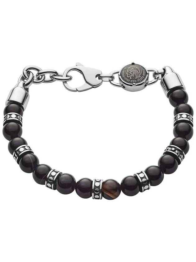 Beaded Line Bracelet Silver Black - DIESEL - BALAAN 4