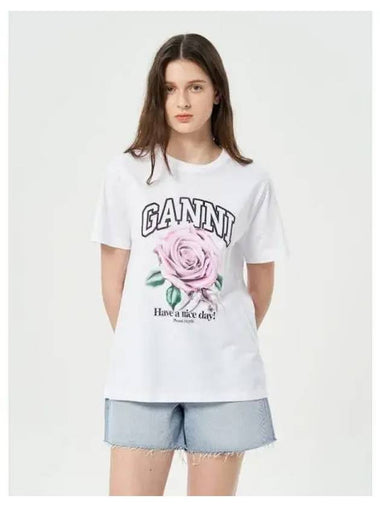 Basic Jersey Rose Relax Fit T Shirt Bright White Domestic Product GM0024082114663 - GANNI - BALAAN 1