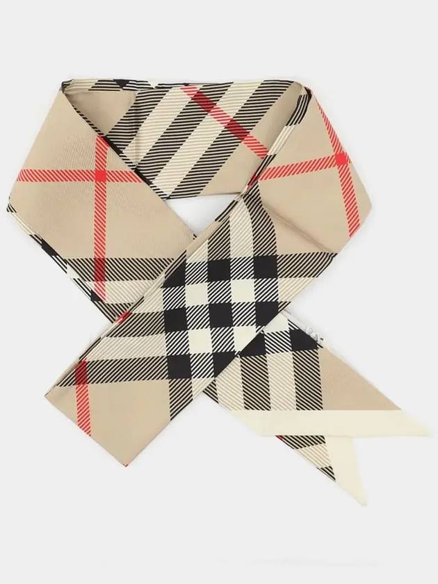 Skinny Check Silk Scarf Archive Beige - BURBERRY - BALAAN 4