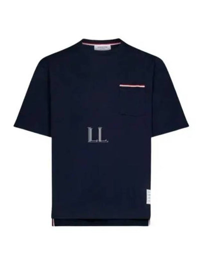 Cotton Oversized Pocket Short Sleeve T-Shirt Navy - THOM BROWNE - BALAAN 2