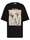 Women's Tacco Print Logo Cotton Short Sleeve T-Shirt Black - MAX MARA - BALAAN 2