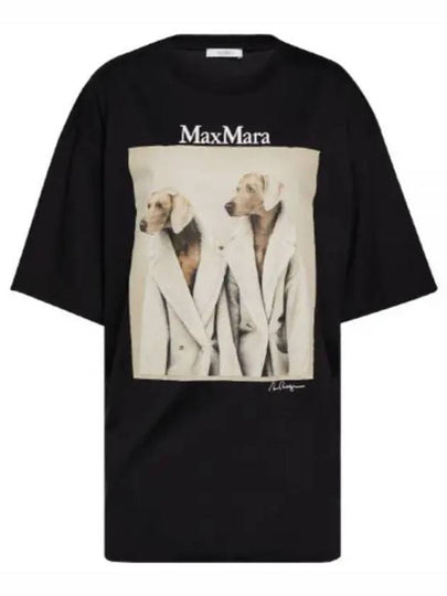 Women's Tacco Print Logo Cotton Short Sleeve T-Shirt Black - MAX MARA - BALAAN 2