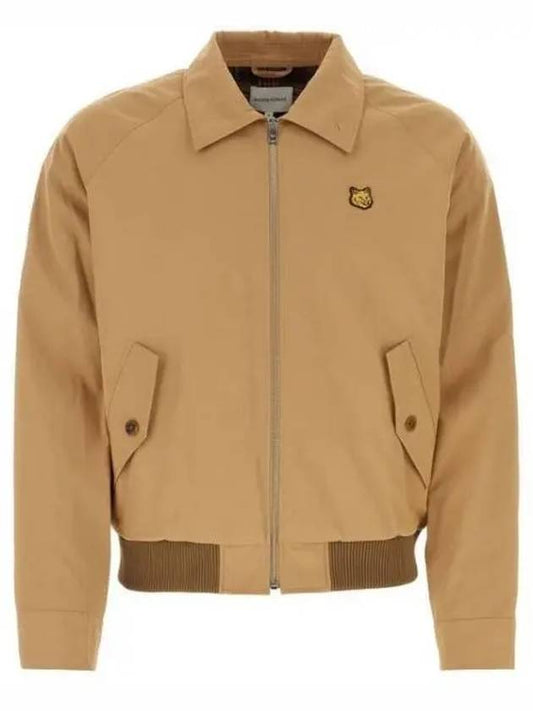 Harrington Technical Cotton Gabardine with Bold Fox Head Patch Jacket Beige - MAISON KITSUNE - BALAAN 2