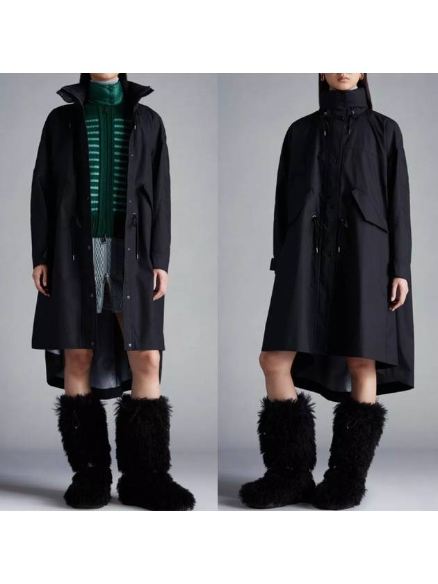 Amance Hoodie Long Parka Black - MONCLER - BALAAN 6