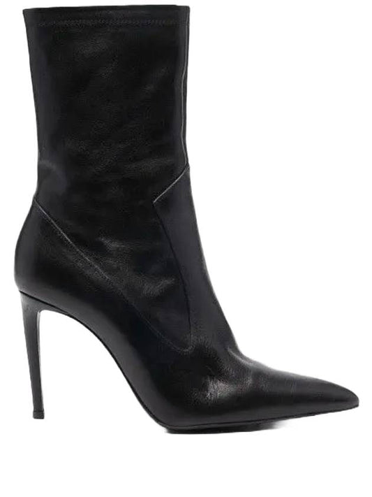 Women's Pointed Toe Ankle Middle Boots Black - AMI - BALAAN 1