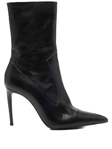 Pointed Toe Ankle Middle Boots Black - AMI - BALAAN 1