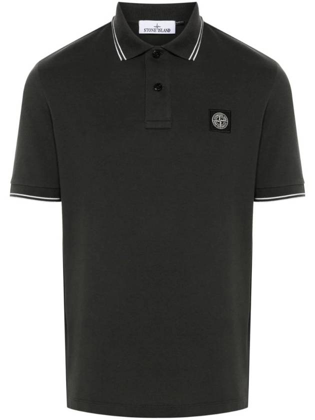 Logo Patch Polo Shirt Grey - STONE ISLAND - BALAAN 1