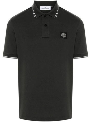 Logo Patch Polo Shirt Grey - STONE ISLAND - BALAAN 1