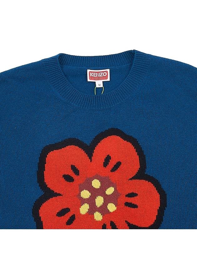 Boke Flower Merino Wool Knit Top Blue - KENZO - BALAAN 4