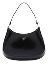 Triangular Logo Cleo Brushed Leather Shoulder Bag Black - PRADA - BALAAN 2