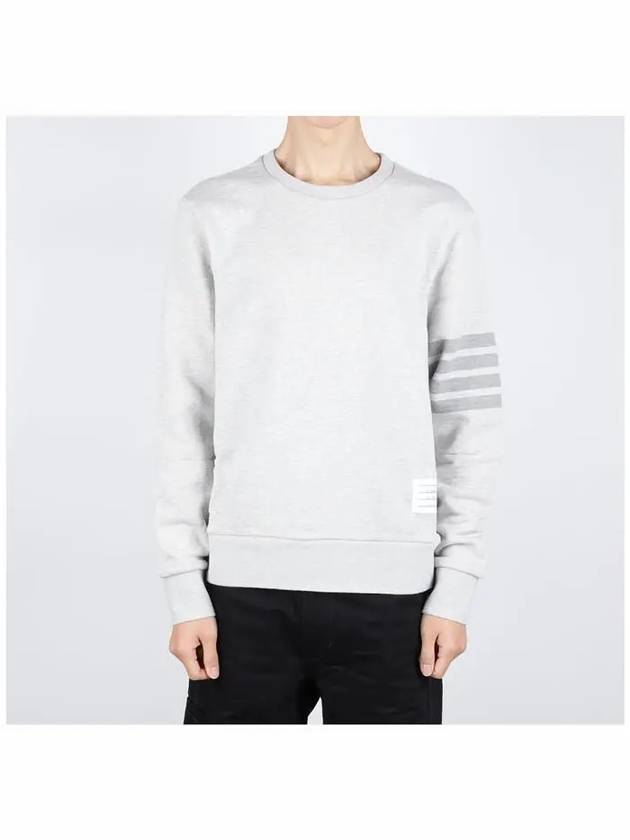 Classic Loopback Terry Tonal 4-Bar Relaxed Fit Crewneck Sweatshirt Pale Grey - THOM BROWNE - BALAAN 3