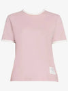 Women's Melange Jersey Ringer Short Sleeve T-Shirt Light Pink - THOM BROWNE - BALAAN 2