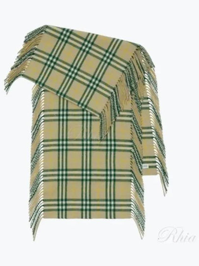 Check Print Cashmere Scarf Green - BURBERRY - BALAAN 2