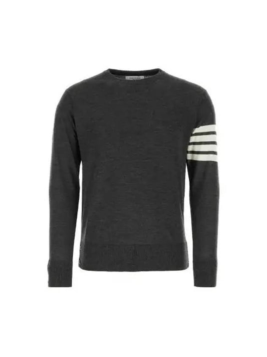 4 Bar Armband Classic Merino Wool Knit Top Dark Grey - THOM BROWNE - BALAAN 2