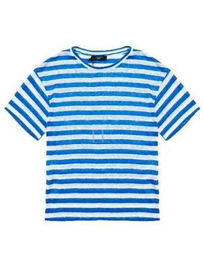 Falla Striped Linen Short Sleeve T-Shirt Blue - MAX MARA - BALAAN 2