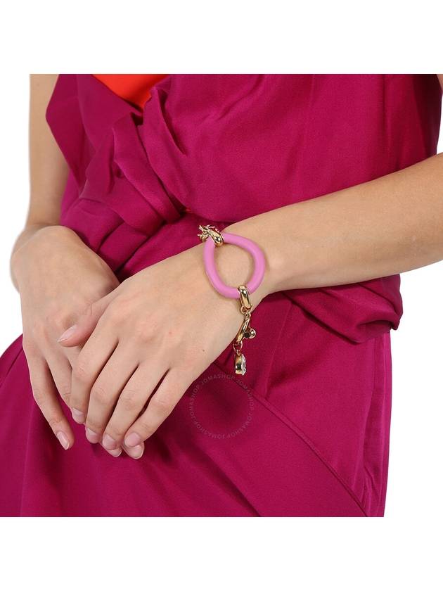 JW Anderson Ladies Gold / Pink Oversized Chain Crystal Bracelet - JW ANDERSON - BALAAN 2