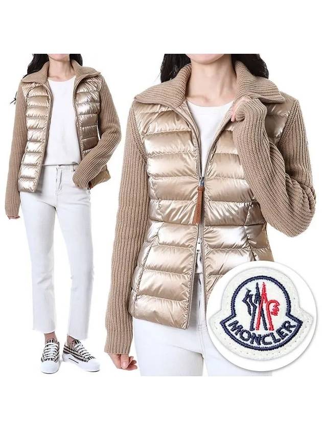 Padded layered high neck ribbed women s knit zip up 9B00017 M1241 222 - MONCLER - BALAAN 1