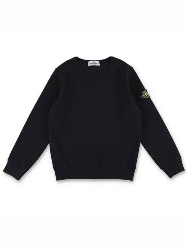 Kids Wappen Patch Organic Cotton Fleece Sweatshirt Black - STONE ISLAND - BALAAN 2