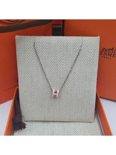 Mini Pop H Pendant Silver Necklace Rose Dragee - HERMES - BALAAN 2