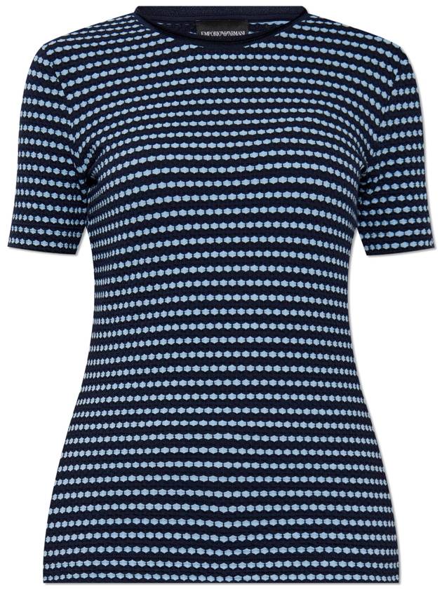 Emporio Armani T-shirt With Pattern, Women's, Navy Blue - EMPORIO ARMANI - BALAAN 1