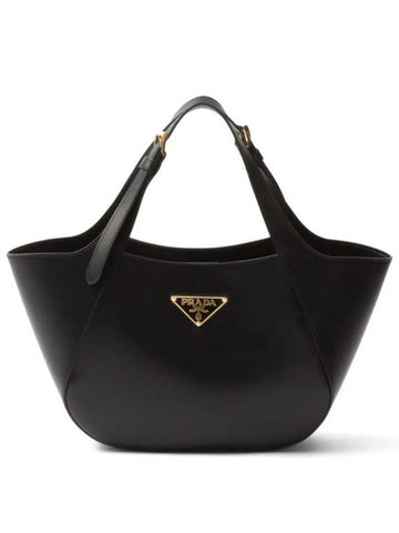 Enamel Triangle Medium Logo Belt Hand Shoulder Bag Black - PRADA - BALAAN 1