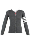 Cashmere Crew Neck Cardigan Medium Grey - THOM BROWNE - BALAAN 3