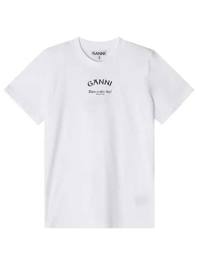 Logo Round Neck Relaxed Short Sleeve T-shirt Bright White - GANNI - BALAAN 6