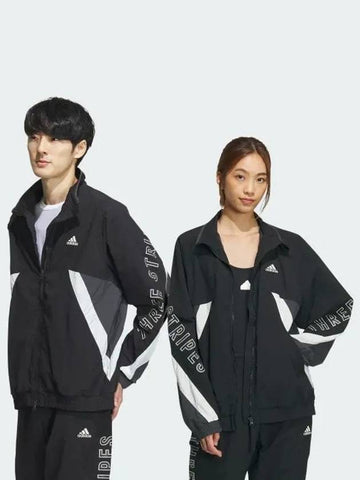 Worthing oversized fit woven full zip jacket black IS5146 693479 - ADIDAS - BALAAN 1