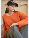 Women's Elated Wool Semi-Crop Knit Top Orange - MICANE - BALAAN 3