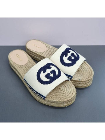 GG logo espadrille mule slippers - GUCCI - BALAAN 1