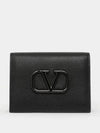 V Logo Signature Card Wallet Black - VALENTINO - BALAAN 2