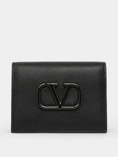 V Logo Signature Card Wallet Black - VALENTINO - BALAAN 2