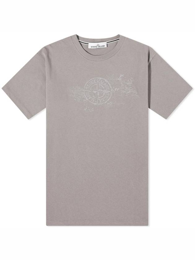 Camo Three Embroidery Regular Fit Cotton Jersey Short Sleeve T-Shirt Grey - STONE ISLAND - BALAAN 1