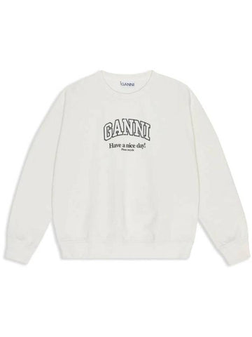 Logo Print Sweatshirt White - GANNI - BALAAN 1