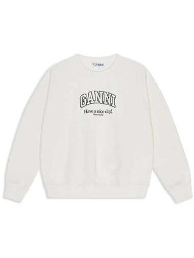 Logo Print Sweatshirt White - GANNI - BALAAN 1