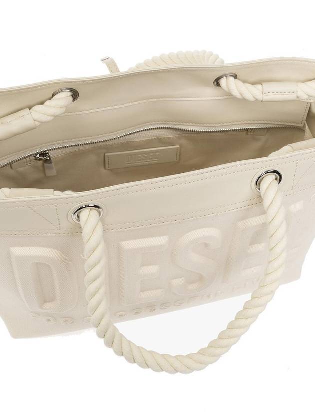 Rope Handle Medium Denim Tote Bag White - DIESEL - BALAAN 4